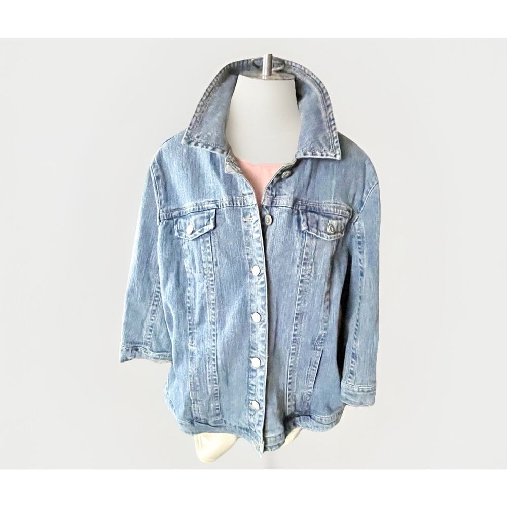 Dress Barn Womens Button Up 3/4 Sleeve Denim Jacket Sz 18/20